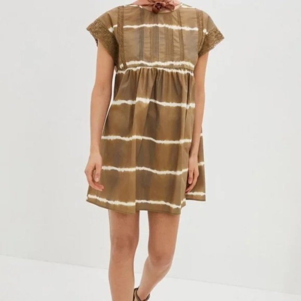 Anthropologie Corey Lynn Calter Brigid Tie Dye Crochet Trim Tunic Dress Size S